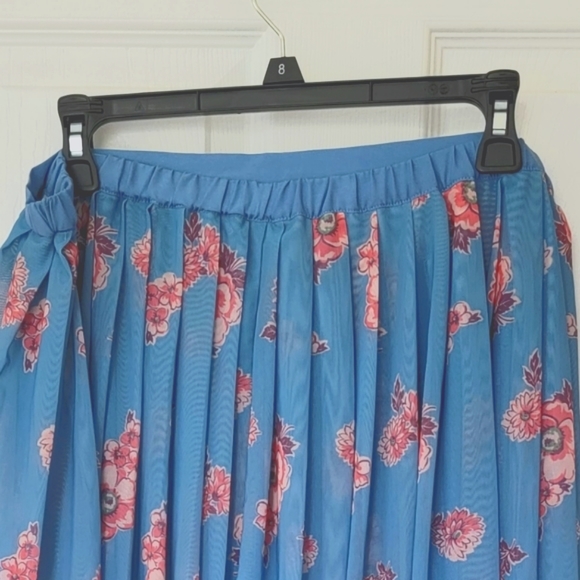 NEW Free People Florence Floral Mesh Pleated Mini Skirt & Crop Shirt 2-PC Set XL - Picture 5 of 6